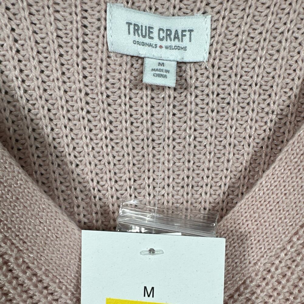 True Craft Cardigan Women’s Size Medium Open Knit Long Sleeve Ash Pink‎ NWT - Picture 2 of 4